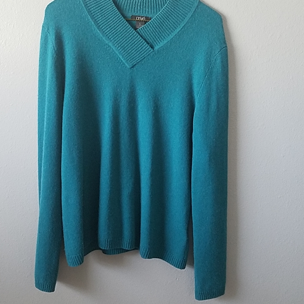 Teal 100% cashmere sweater sz L